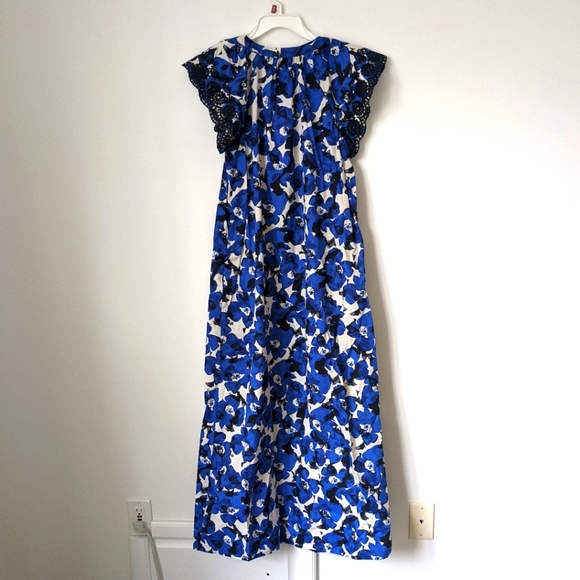 Who What Wear Target Maxi Dress Easter Blue Floral Size XS Pockets Eyelet Detail - Picture 2 of 6